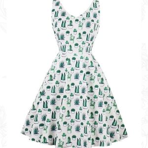 Retro cactus dress, size L